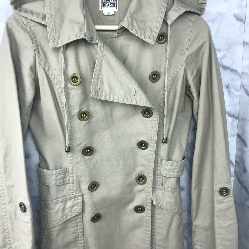 Converse Tan Hooded Trench Coat View 5